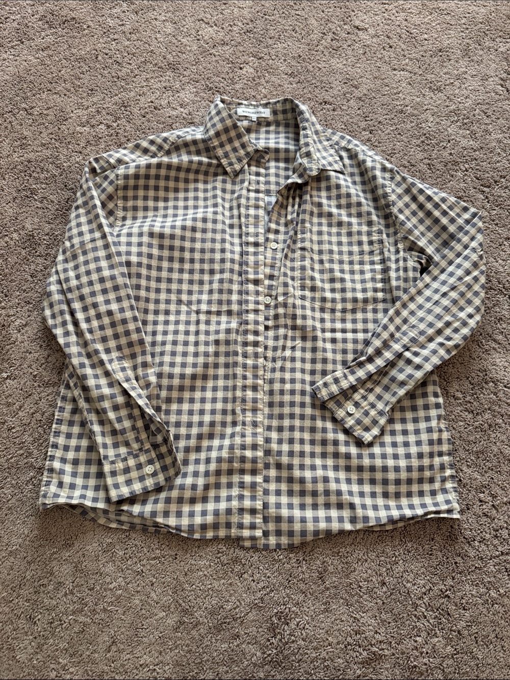 WeWoreWhat Women’s Plaid Button-Down Shirt in Periwinkle and Cream